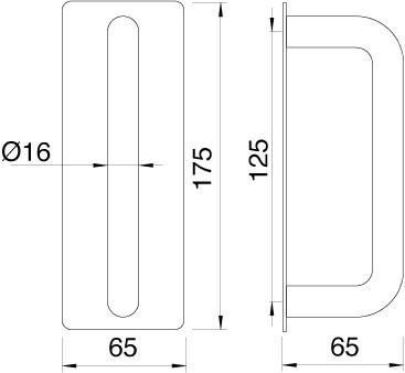 Ruko scanflex dørhank, lige 16x125, skilt 65x175