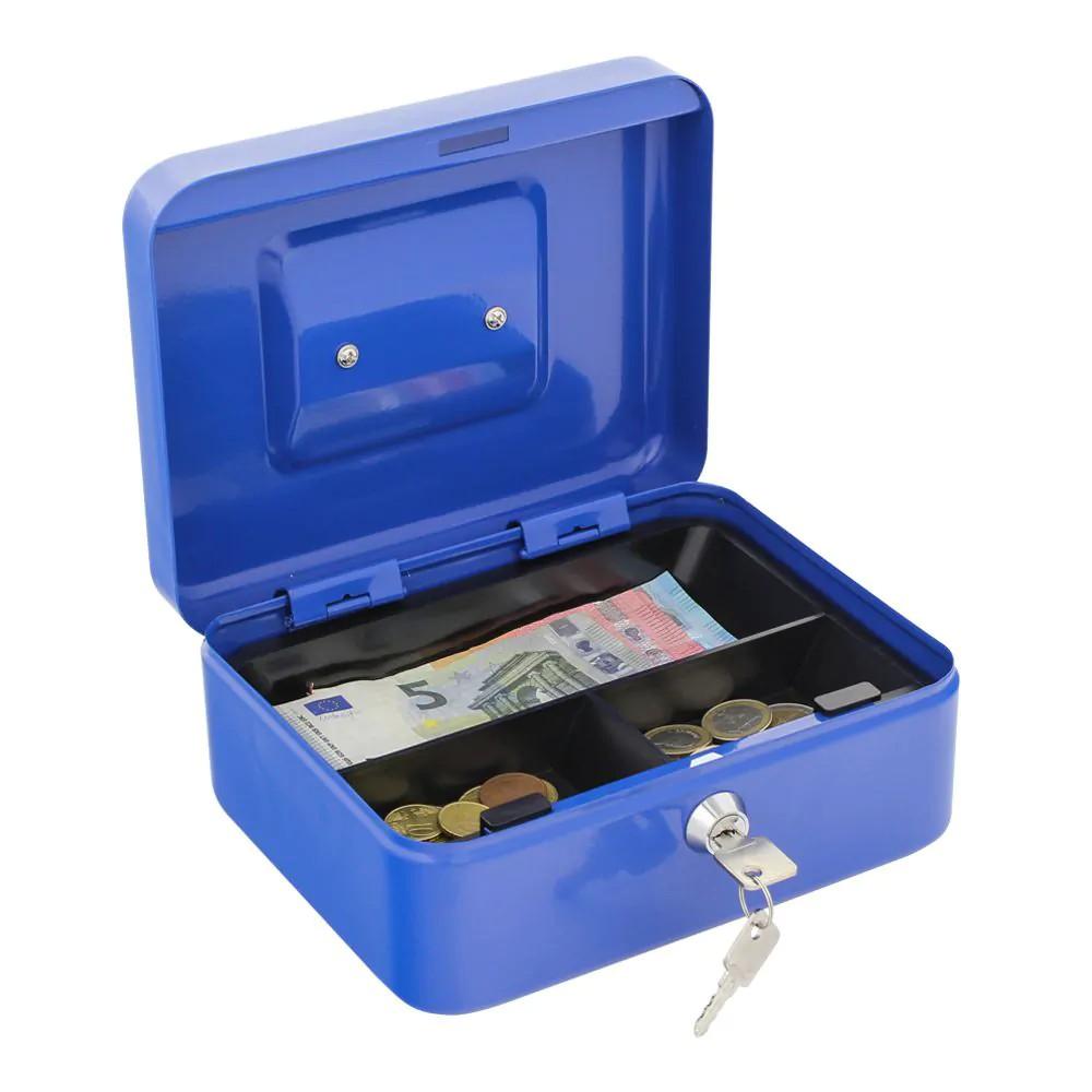 Comsafe money box size 2 3-compartment blue 90x200x165mm
