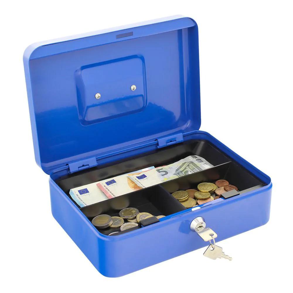 Comsafe money box size 3 3-compartment blue 90x260x195mm