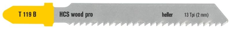 Heller jigsaw blade 50mm t/wood 2-15mm, pk a 5. T119B