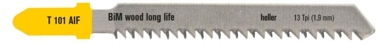 Heller jigsaw blade 60mm for wood 2-30mm, pk a 5. T101AIF