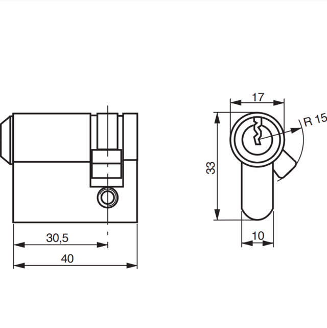 Dråbeværk Halv ABUS ZOLIT RFL +0 mm ud  Supplering Cylinder