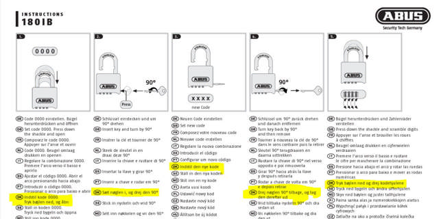 Abus hængelås m/kode 180ib/50