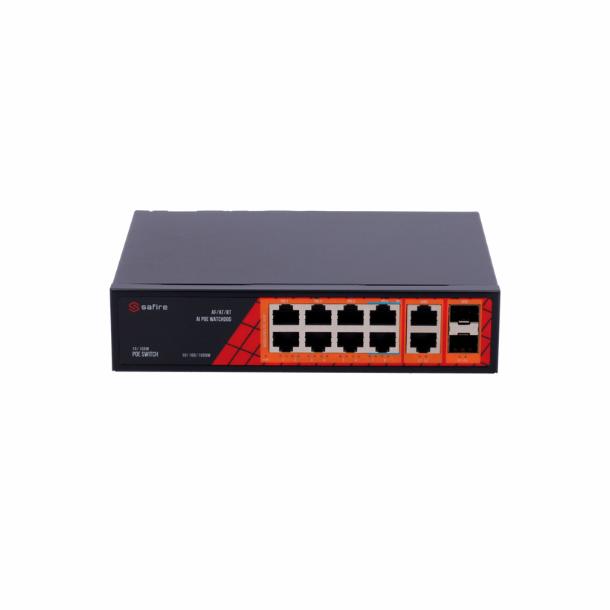 Safire PoE Switch Gigabit 120W 8P+2xRJ45 Uplink+2xSFP Uplink