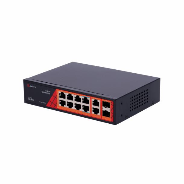 Safire PoE Switch Gigabit 120W 8P+2xRJ45 Uplink+2xSFP Uplink