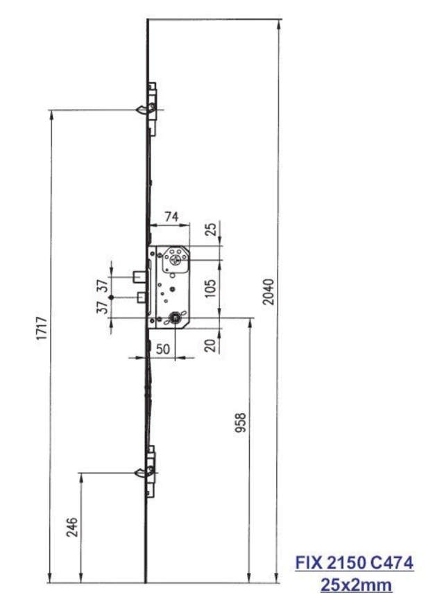 Fix stanglås 2150 C474 højre-m/8765 (godkendt)