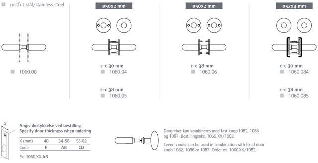 Randi dørgreb 106004AB Coupe 16mmm/roset(34-58mm)