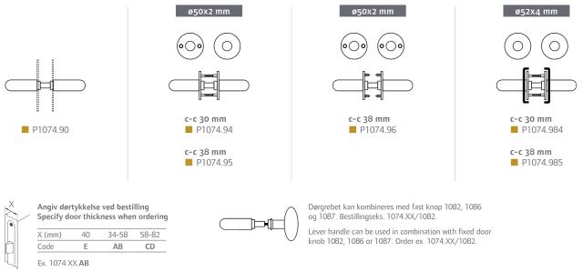 Randi dørgreb P107495CD 19mm massiv roset CC38, pol. mess.