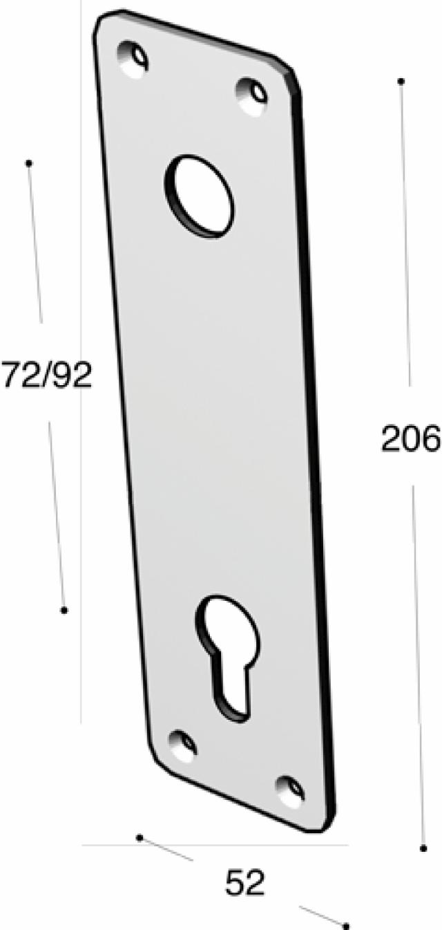 Ruko-Line Langskilt 52mm - dørgrebshul foroven nøgle c:72