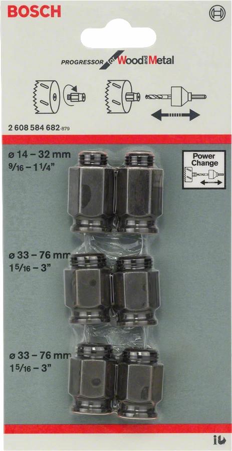 Bosch adapter set for hole saws, 6 parts