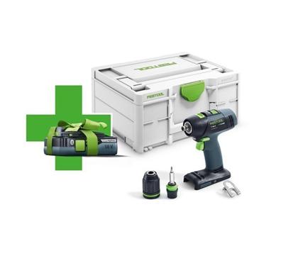 Festool Akku bore-/skruemaskine T 18+3-Basic +4,0Ah batteri