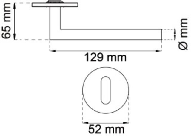 DØRGREB L-FORM M/BUE SK. HJ 19MM RF