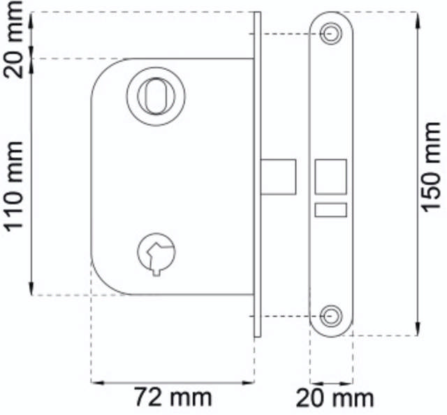 MELLEMDØRLÅS 2014 GUL med nøgle