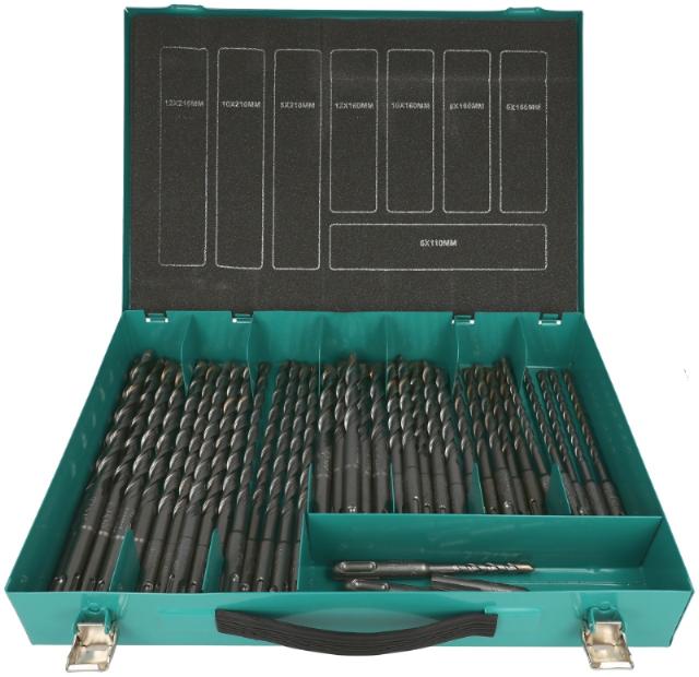 Heller 2-bit hammer drill set with 40 drill bits in sizes 6/8/10/12mm