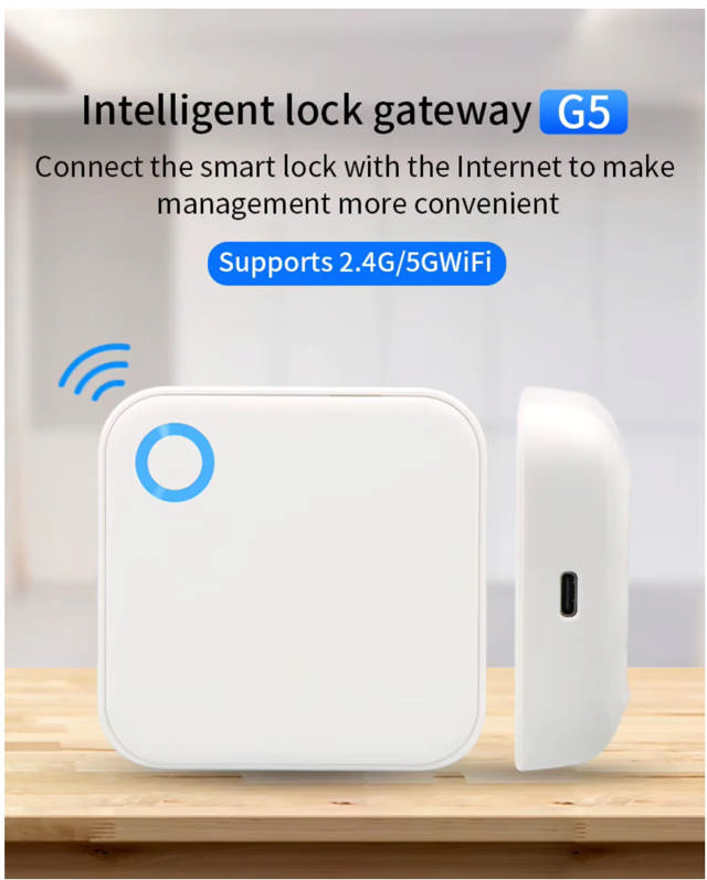 SmartZafe Gateway G5, TTLock, 2.4G og 5G WiFi, inkl. strømforsyning
