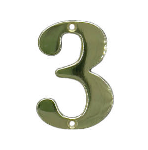 Husnummer 565 3 Messing Poleret med lak 78 mm