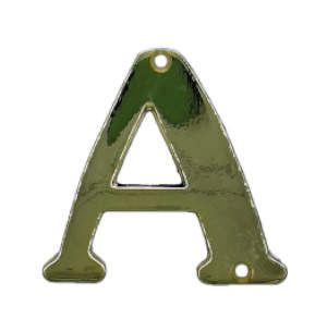 Bogstav 565 A Messing Poleret med lak 78 mm