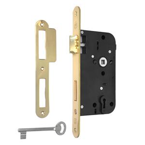 Mellemdørlås SINA D 55mm +Blik 235x24mm rund H-V Messing Poleret med lak CC 72m