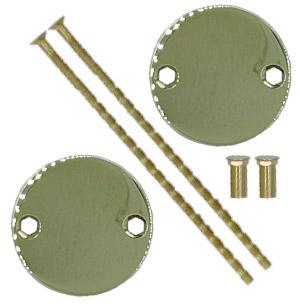 Blindskilte sæt 1975 Plan m/M4-skr. + træskr. cc38 Messing Poleret Uden lak Ø50