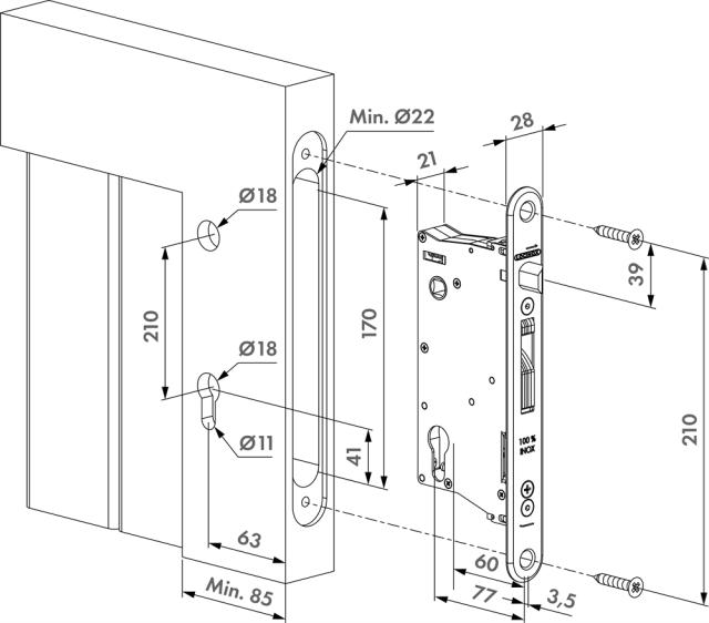 Locinox EIGHTYLOCK indbygnings låsekasse