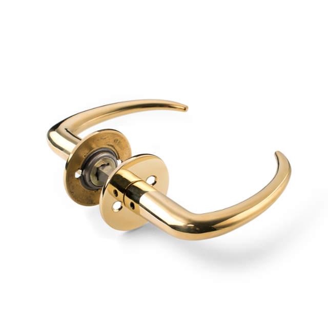 d line classic dørgreb m/ massiv roset CC30, pol. Messing **UDGÅR VED UDSOLGT**