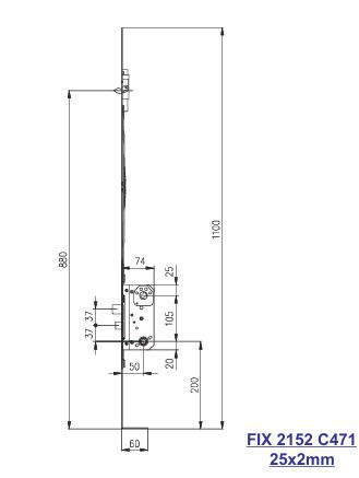 Fix stanglås 8008 2152 C-471 M5017 halvdør MPL højre