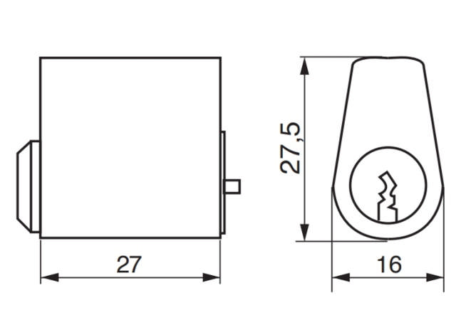 cylinder RB4612 Krom t/møbellås / ST