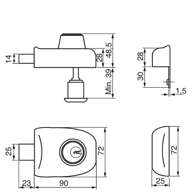 Ruko kasselås RB1622 H UD Sort/Rfl