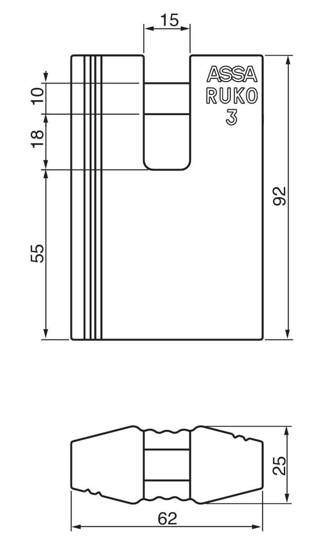 Ruko hængeLås RD3649 KL 3 D1200