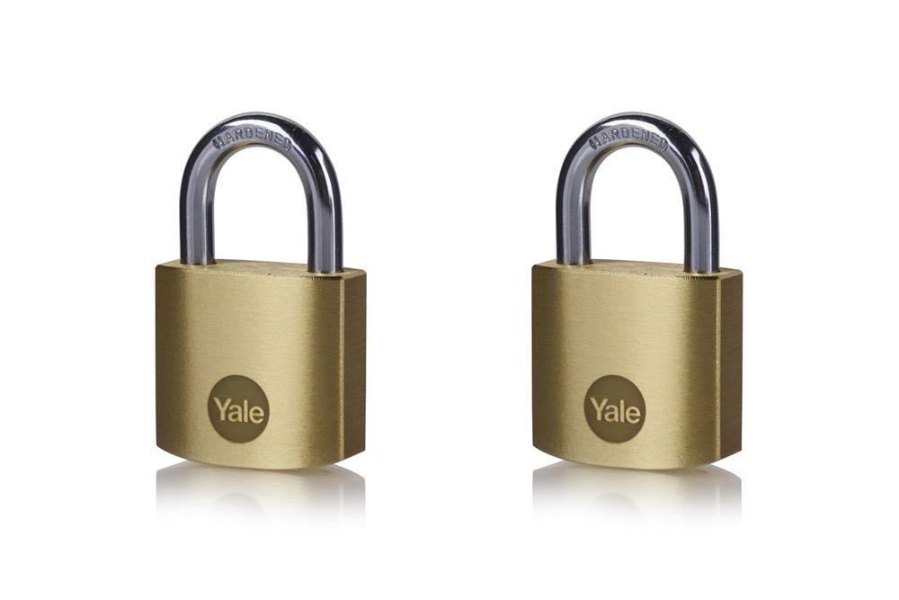 Yale hængelås 40mm 2 stk ens, Messing 924919