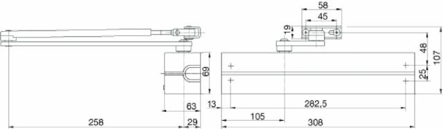 DC347 door closer EN5-7 w/arm anticorrosion (2018)