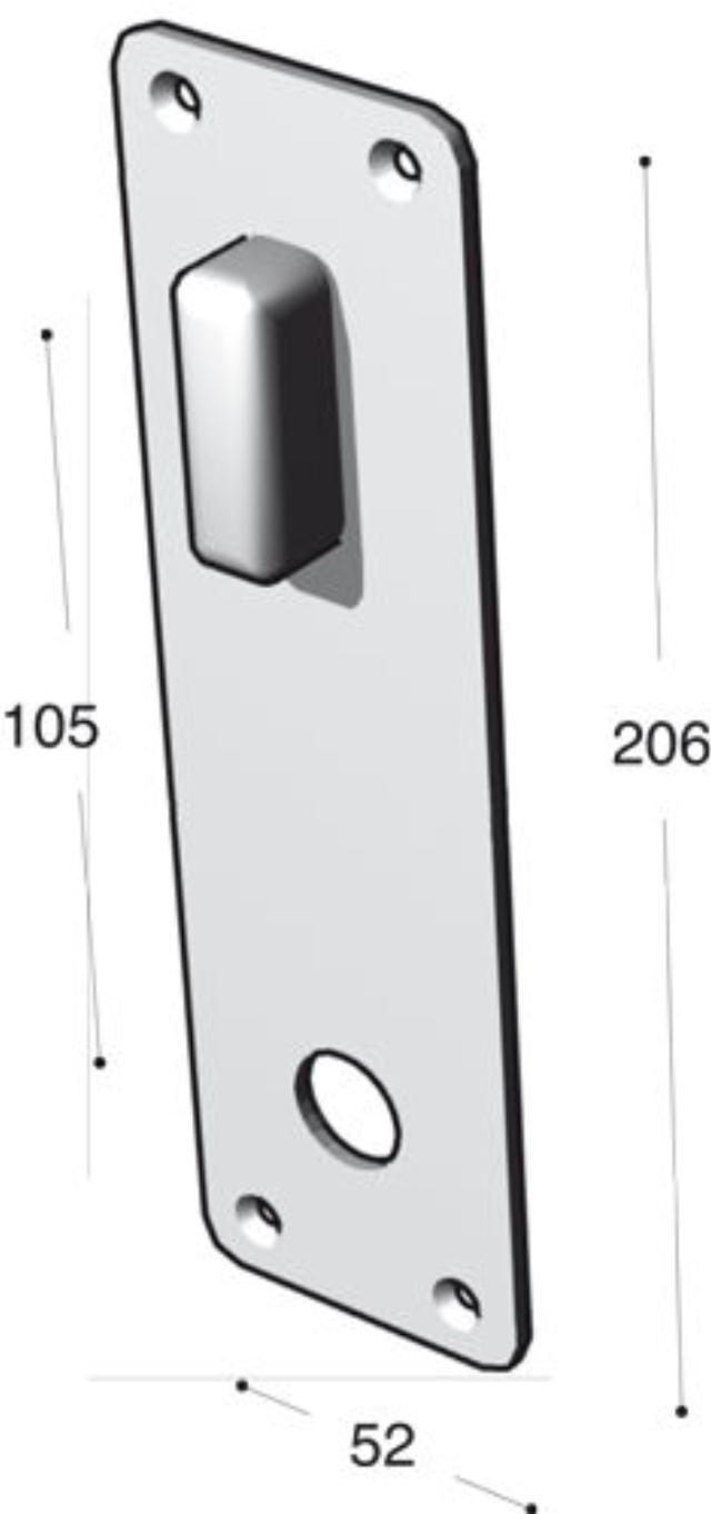 Ruko-Line Langskilt 52mm - dørgrebshul forneden vrider