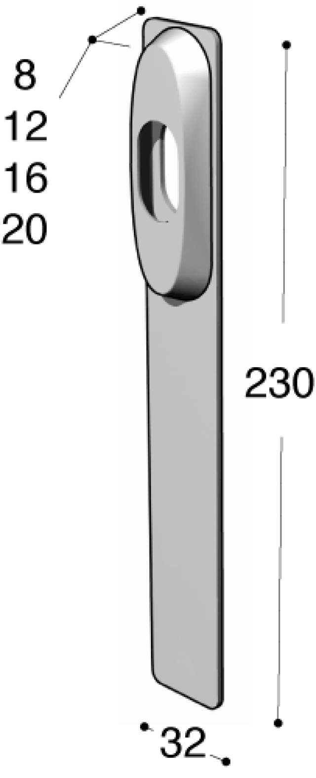 Ruko-Line smalprofil langskilt udv, cyl/blind 12mm cc105mm