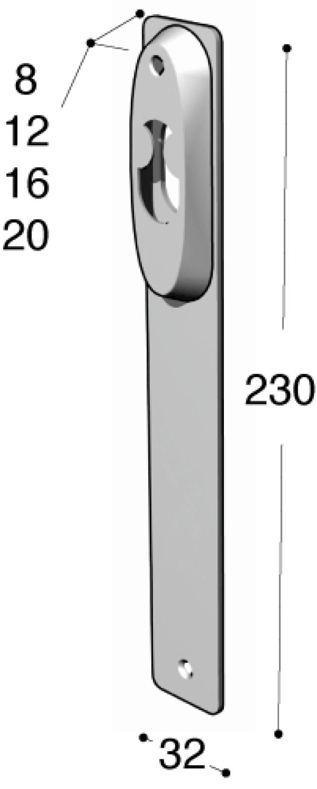 Ruko-Line smalprofil langskilt indv, rok/blind 12mm cc105mm