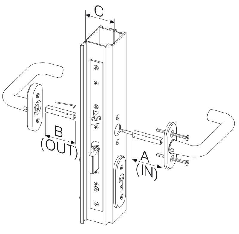 Abloy handle pin EA288 for EL480/EL580 door. 80-120 mm