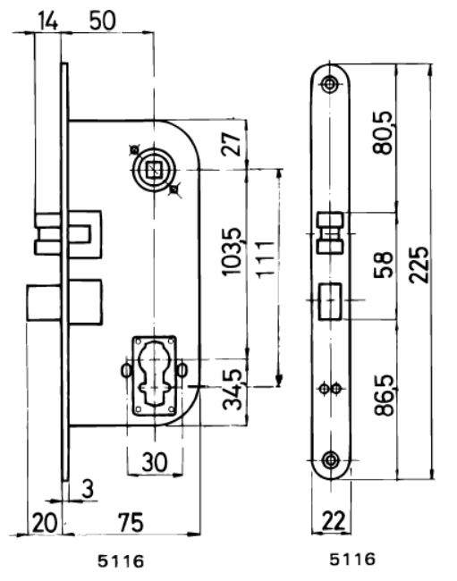 Trioving låsekasse 5116, dorn 50, V (991012)