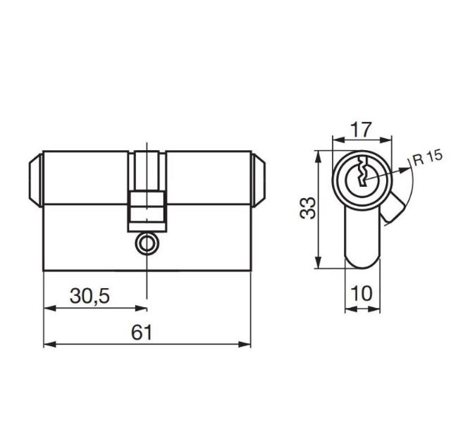 Cyl. RG1620 Rustfrit look +15 Supplerings cylinder