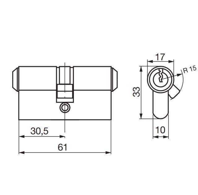Cyl. RG1620 Rustfrit look +15 Supplerings cylinder