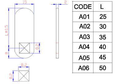 Kamstykke til 1900 og 5250 lås 3 forskellige længder.