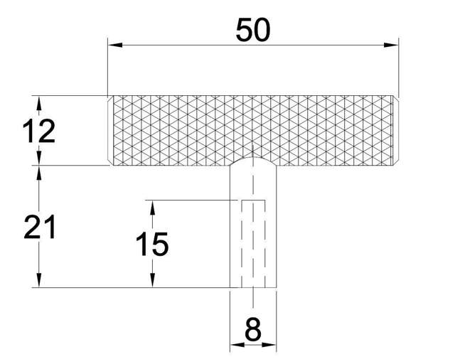 T-Greb Grip, ø12x50mm Satineret Messing