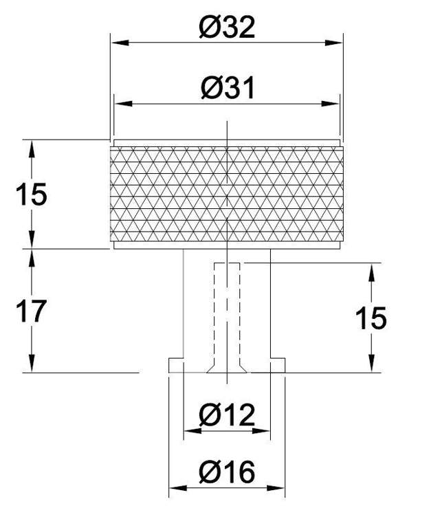 Møbelknop Grip ø32x15mm Satineret Messing