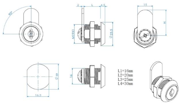 Siso 1900 Skabslås 20 mm ensluk D20