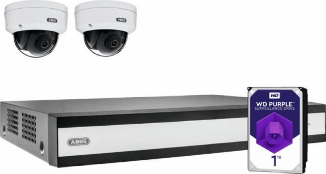 ABUS komplet sæt med NVR og 2 PoE mini-dome-kameraer