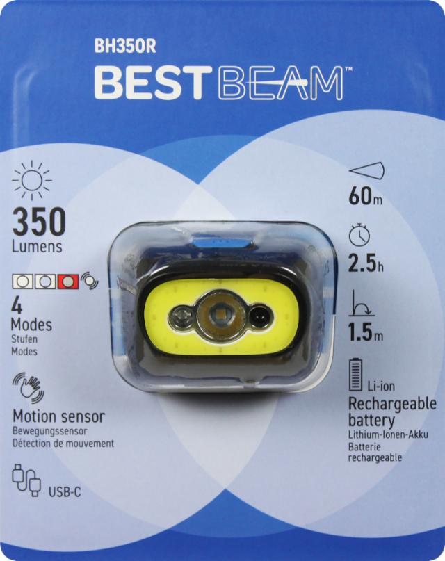 Best Beam BH350R genopladelig pandelampe