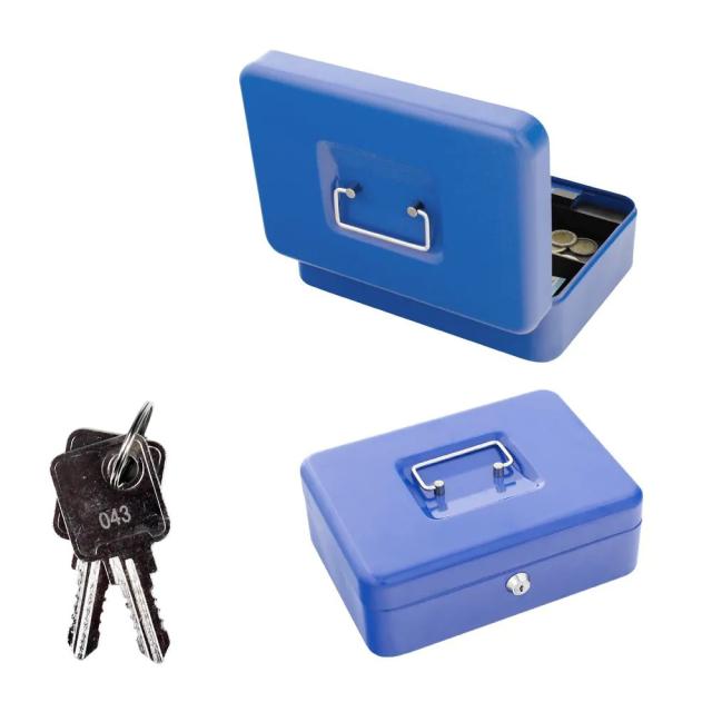 Comsafe money box size 3 3-compartment blue 90x260x195mm