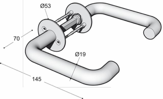 Ruko-Line Door handle U-shape 19 mm - w/rosette D:32-85mm
