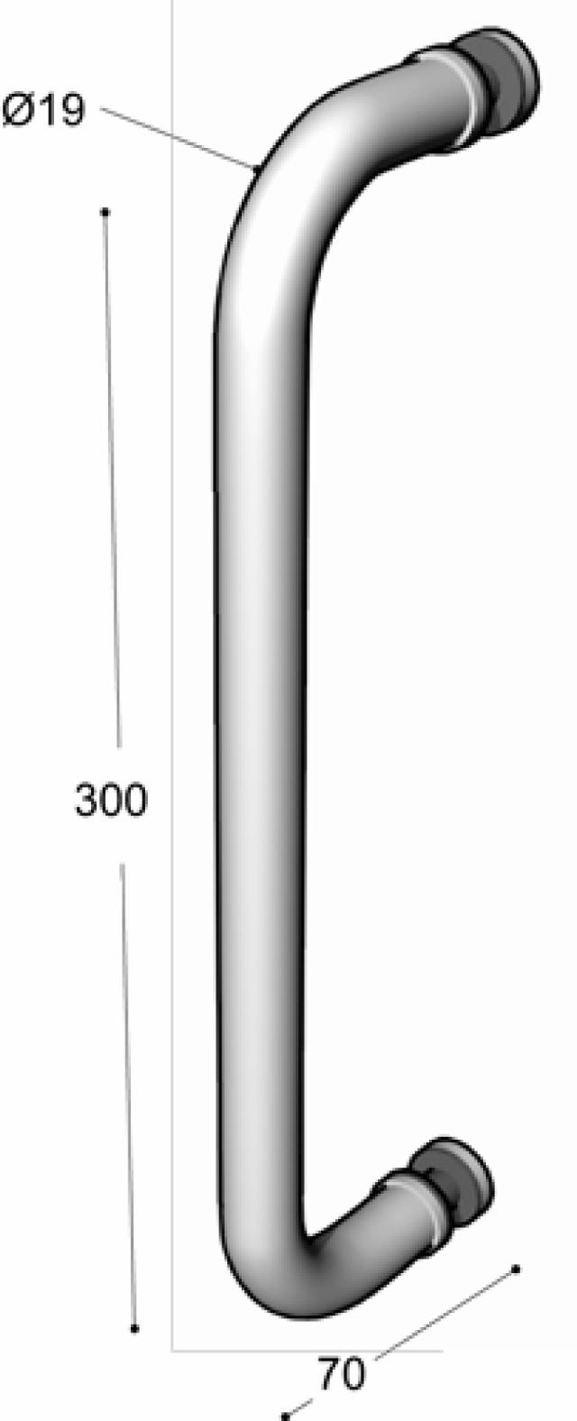 Ruko-Line Dørhank lige 19x300 mm enkel