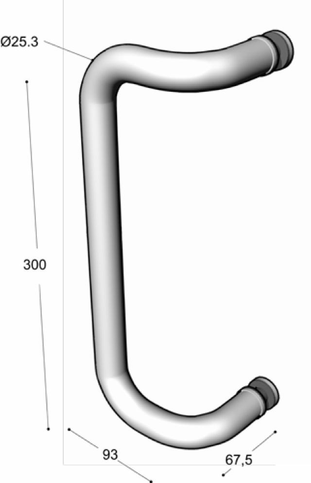 Ruko-Line Door handle attached 25x300 mm double