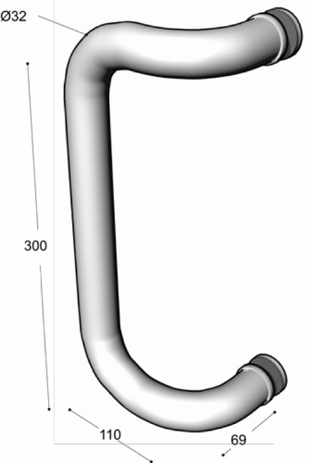 Ruko-Line Door handle attached 32x300 mm double