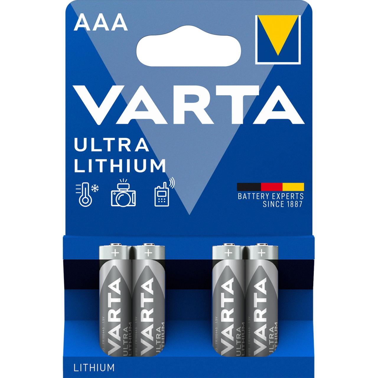 Varta Ultra Lithium AAA 4 stk pakning